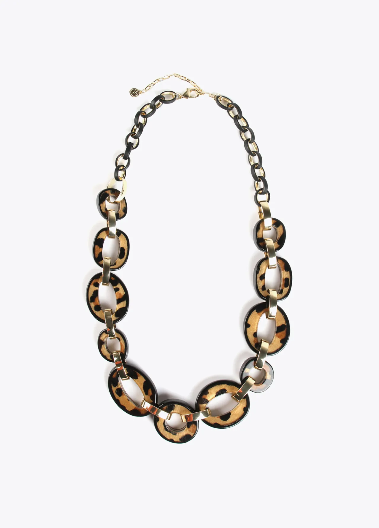 collar_con_aros_animal_print_0.webp Lola Casademunt Bisuteria<Collar con aros animal print MARRON