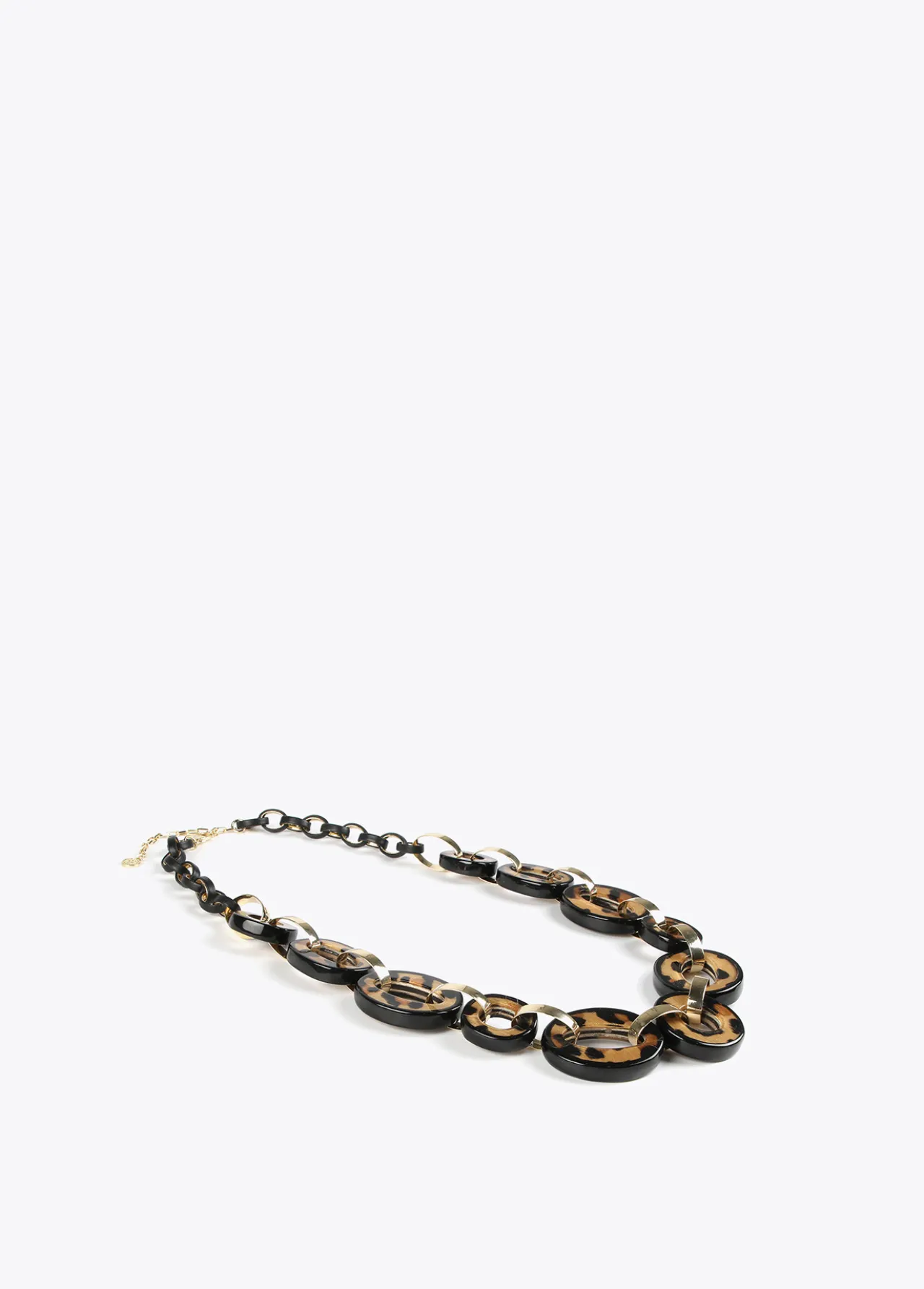 collar_con_aros_animal_print_2.webp Lola Casademunt Bisuteria<Collar con aros animal print MARRON