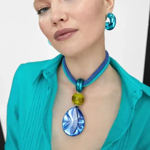Lola Casademunt Bisuteria<Collar con maxi colgante AZULELECTRICO