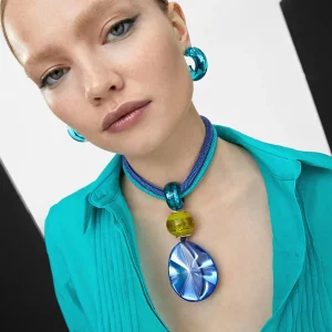 Lola Casademunt Bisuteria<Collar con maxi colgante AZULELECTRICO
