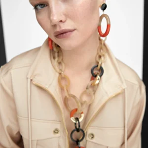 Lola Casademunt Bisuteria<Collar de aros bicolor MARRON-ROJO