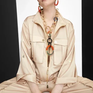 Lola Casademunt Bisuteria<Collar de aros bicolor MARRON-ROJO