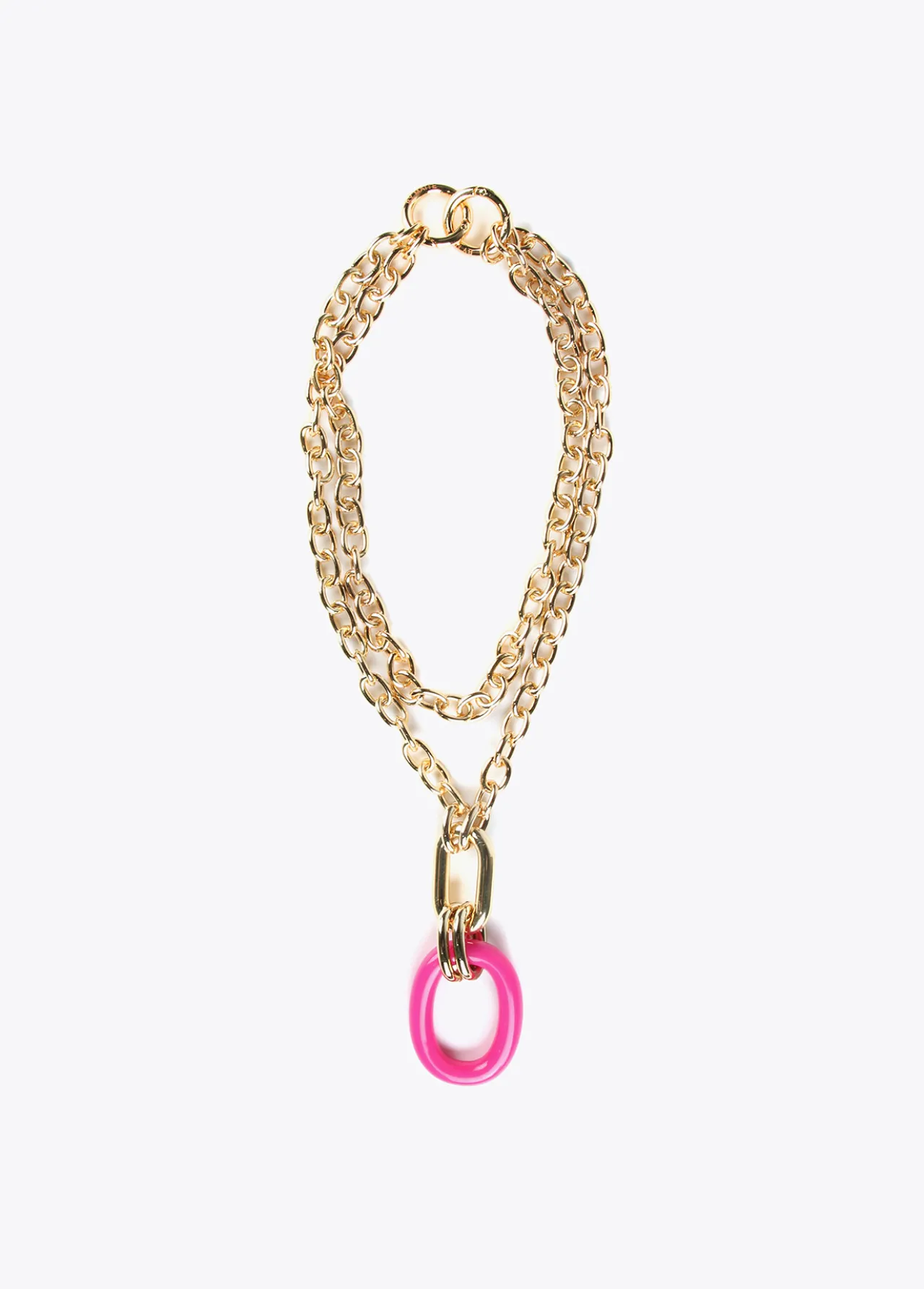 collar_doble_cadena_y_colgante_0.webp Lola Casademunt Bisuteria<Collar doble cadena y colgante FUCSIA