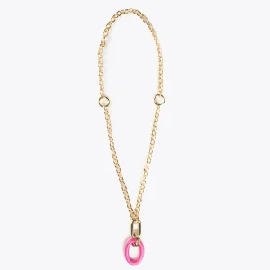 Lola Casademunt Bisuteria<Collar doble cadena y colgante FUCSIA