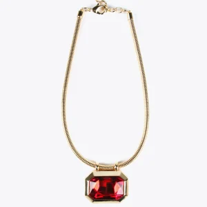 Lola Casademunt Bisuteria<Collar dorado con colgante ROJO