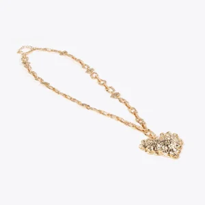 Lola Casademunt Collares<Collar largo con corazón DORADO