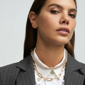 Lola Casademunt Collares<Collar gargantilla doble DORADO