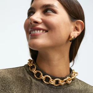 Lola Casademunt Collares<Collar gargantilla dorada con textura DORADO