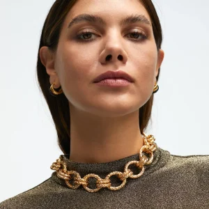 Lola Casademunt Collares<Collar gargantilla dorada con textura DORADO