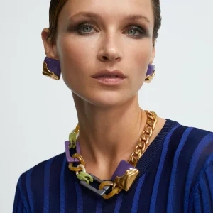 Lola Casademunt Collares<Collar gargantilla dorado con colores combinados METAL-MULTICOLOR