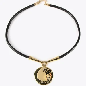 Lola Casademunt Collares<Collar gargantilla medalla METAL-NEGRO