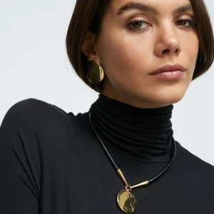 Lola Casademunt Collares<Collar gargantilla medalla METAL-NEGRO