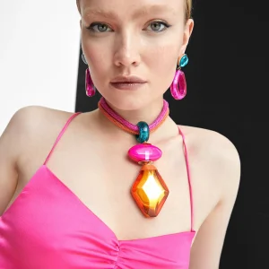 Lola Casademunt Bisuteria<Collar maxi piezas de colores NARANJA