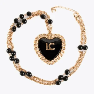 Lola Casademunt Collares<Collar medalla corazón METAL-NEGRO