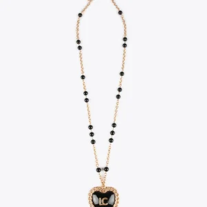 Lola Casademunt Collares<Collar medalla corazón METAL-NEGRO