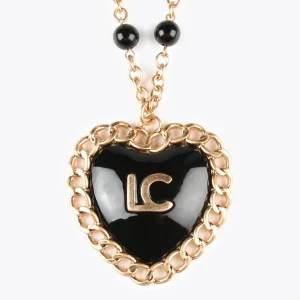 Lola Casademunt Collares<Collar medalla corazón METAL-NEGRO
