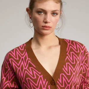 Lola Casademunt Punto<Cárdigan monograma MARRON-ROSA