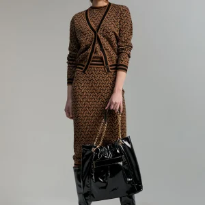Lola Casademunt Punto<Cárdigan monograma MARRON-NEGRO