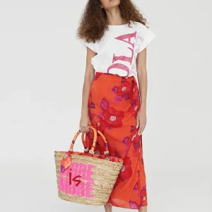 Lola Casademunt Accesorios | Vestidos Y Faldas<Falda estampada tipo pareo NARANJA-ROSA