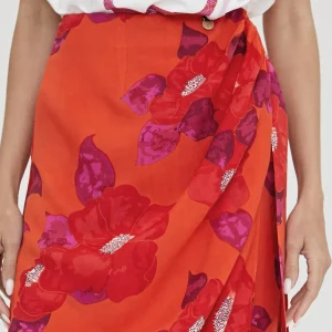 Lola Casademunt Accesorios | Vestidos Y Faldas<Falda estampada tipo pareo NARANJA-ROSA