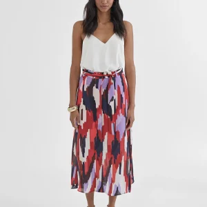 Lola Casademunt Vestidos Y Faldas<Falda fluída estampada LILA-ROJO