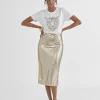 Lola Casademunt Vestidos Y Faldas<Falda lápiz metalizada DORADO