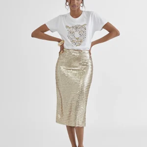 Lola Casademunt Vestidos Y Faldas<Falda lápiz metalizada DORADO
