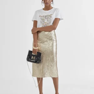 Lola Casademunt Vestidos Y Faldas<Falda lápiz metalizada DORADO