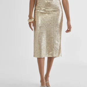 Lola Casademunt Vestidos Y Faldas<Falda lápiz metalizada DORADO