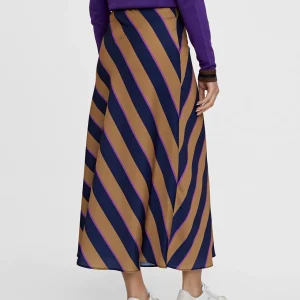 Lola Casademunt Vestidos Y Faldas<Falda midi de rayas AZUL-MARRON
