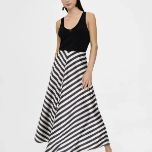 Lola Casademunt Vestidos Y Faldas<Falda midi de rayas NEGRO-BLANCO