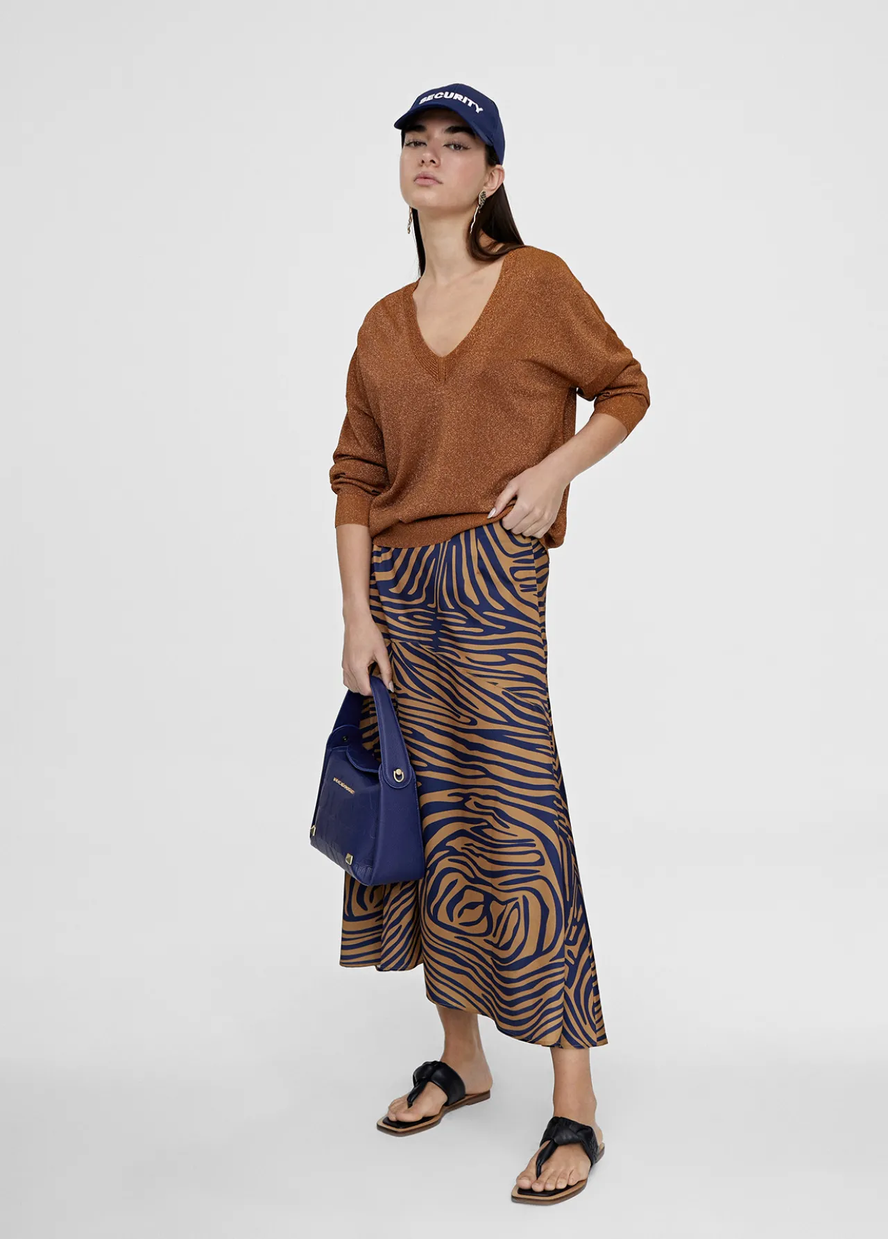 falda_midi_estampado_cebra_0.webp Lola Casademunt Vestidos Y Faldas<Falda midi estampado cebra MARRON-AZUL