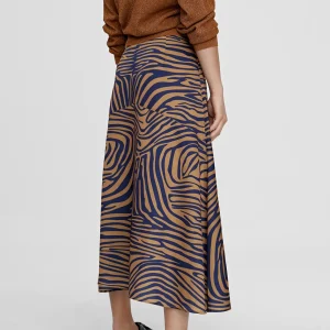 Lola Casademunt Vestidos Y Faldas<Falda midi estampado cebra MARRON-AZUL
