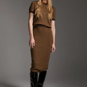 Lola Casademunt Vestidos Y Faldas<Falda monograma bicolor MARRON-NEGRO