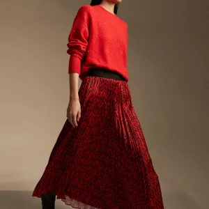 Lola Casademunt Vestidos Y Faldas<Falda plisada monograma ROJO-NEGRO