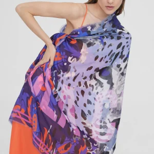Lola Casademunt Accesorios<Foulard cara leopardo LILA-AZUL