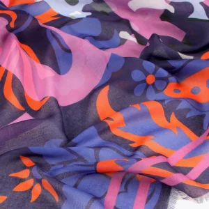 Lola Casademunt Accesorios<Foulard cara leopardo LILA-AZUL