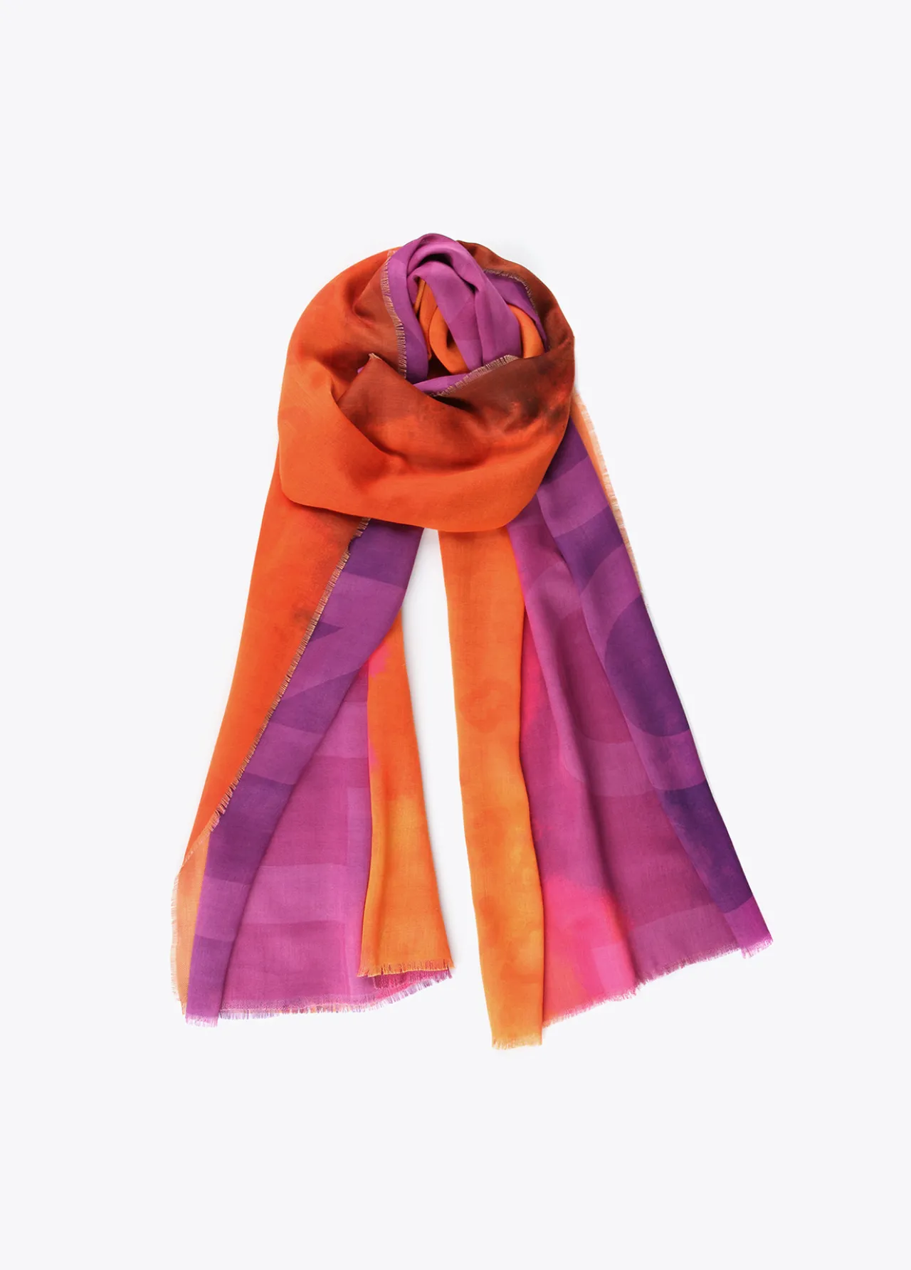 fular_fucsia_y_naranja_1.webp Lola Casademunt Bufandas Y Pañuelos<Fular fucsia y naranja ROJO-LILA