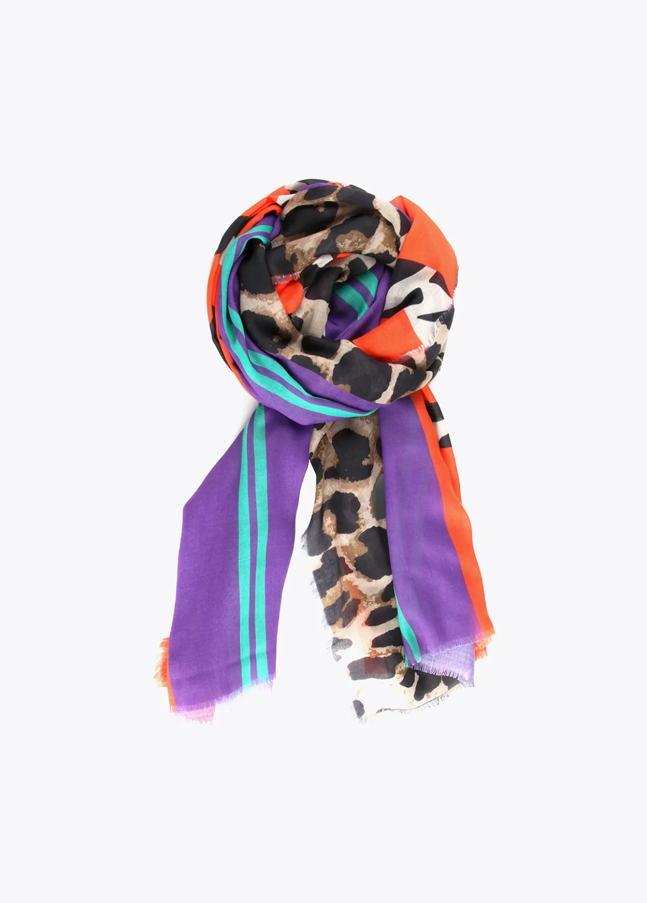 fulard_leopardo_y_letras_zebra_0.webp Lola Casademunt Accesorios<Fulard leopardo y letras zebra NARANJA-LILA