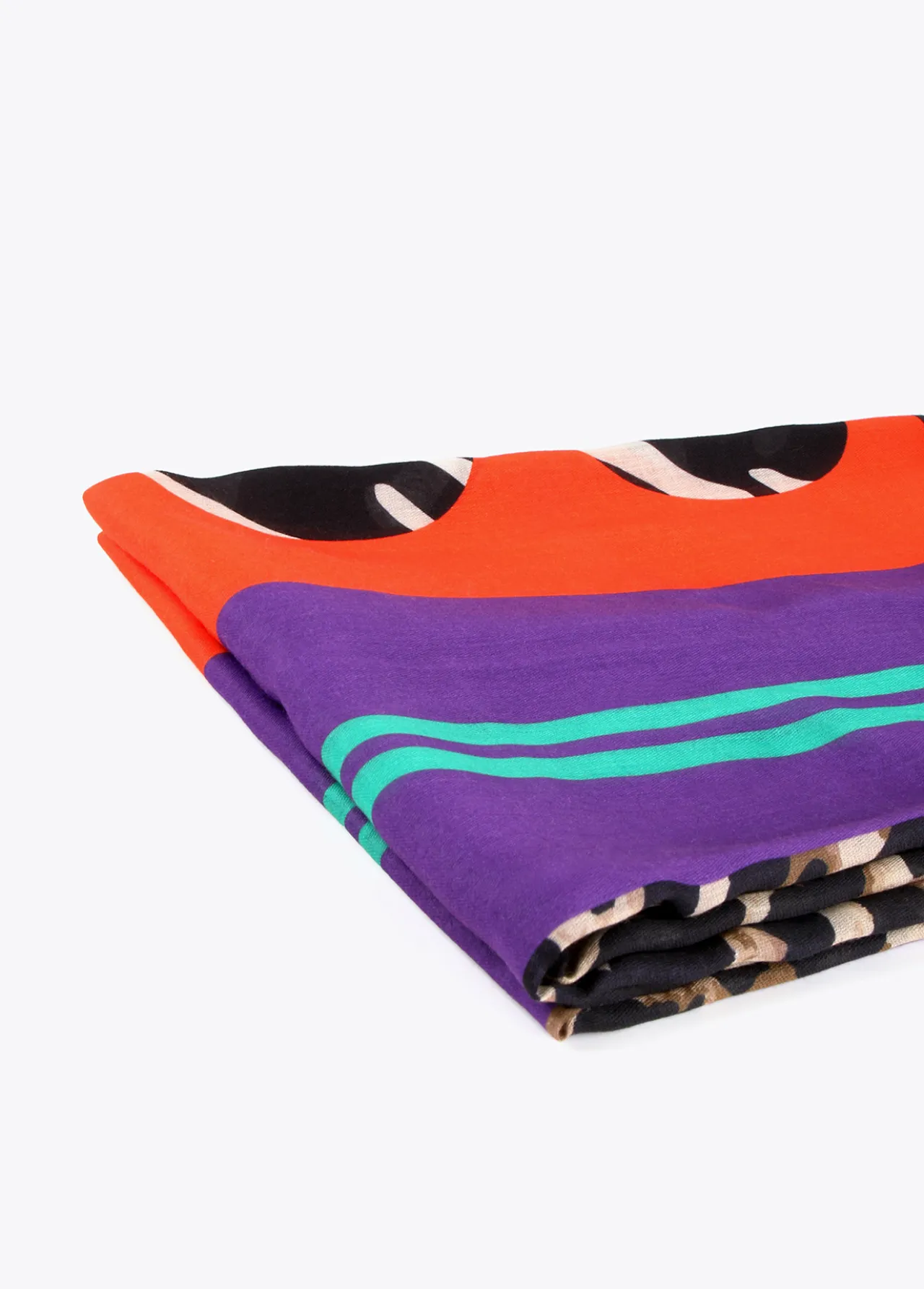 fulard_leopardo_y_letras_zebra_2.webp Lola Casademunt Accesorios<Fulard leopardo y letras zebra NARANJA-LILA