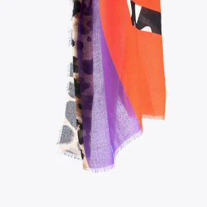 Lola Casademunt Accesorios<Fulard leopardo y letras zebra NARANJA-LILA