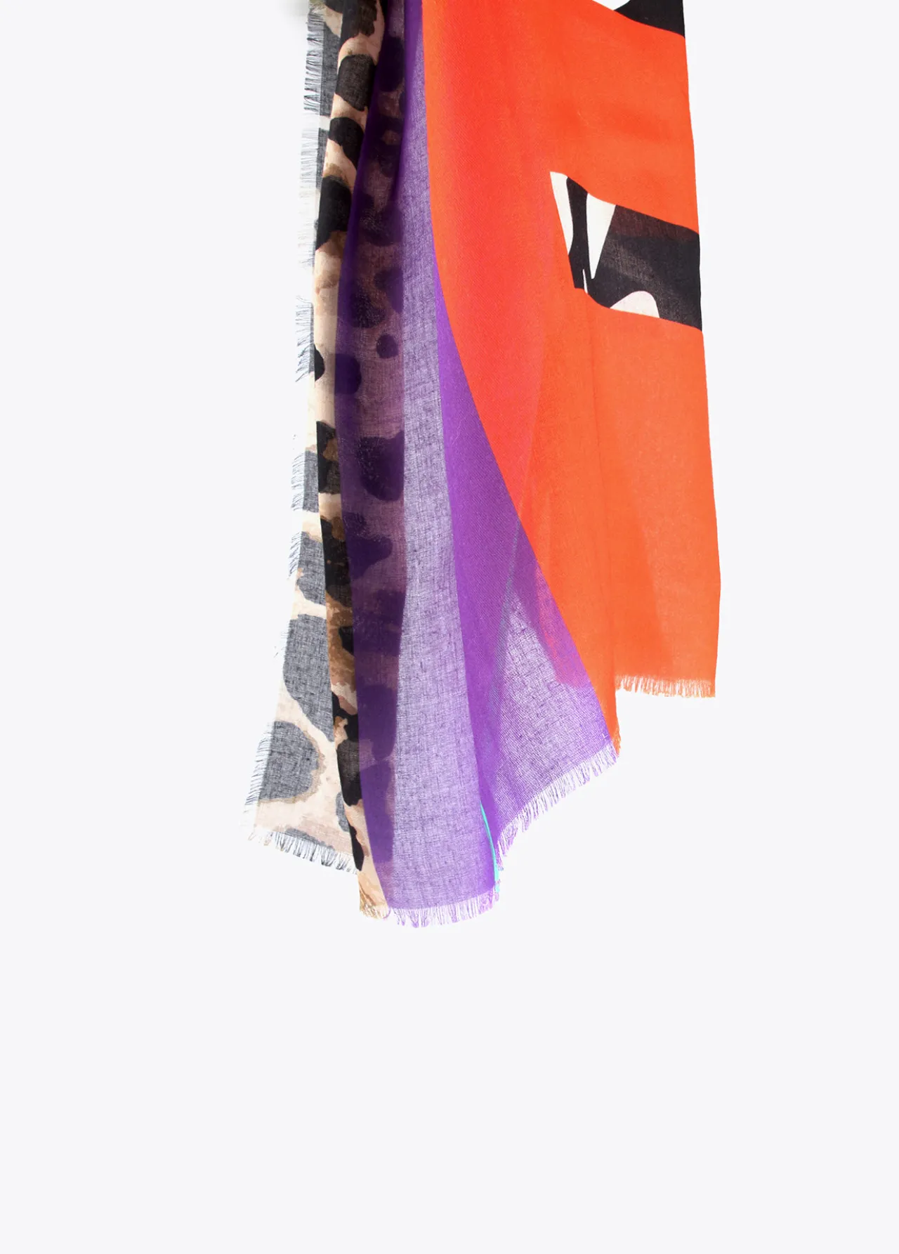 fulard_leopardo_y_letras_zebra_4.webp Lola Casademunt Accesorios<Fulard leopardo y letras zebra NARANJA-LILA