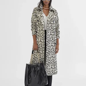 Lola Casademunt Chaquetas Y Gabardinas | Abrigos Y Cazadoras<Gabardina efecto serpiente NEGRO-MARRON