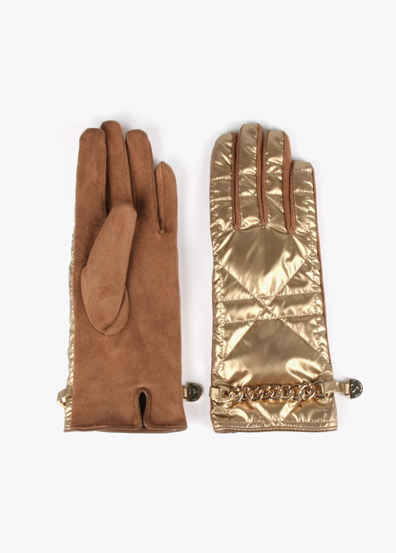 guantes_acolchados_con_cadena_0.webp Lola Casademunt Gorros Sombreros Y Guantes<Guantes acolchados con cadena CRUDO