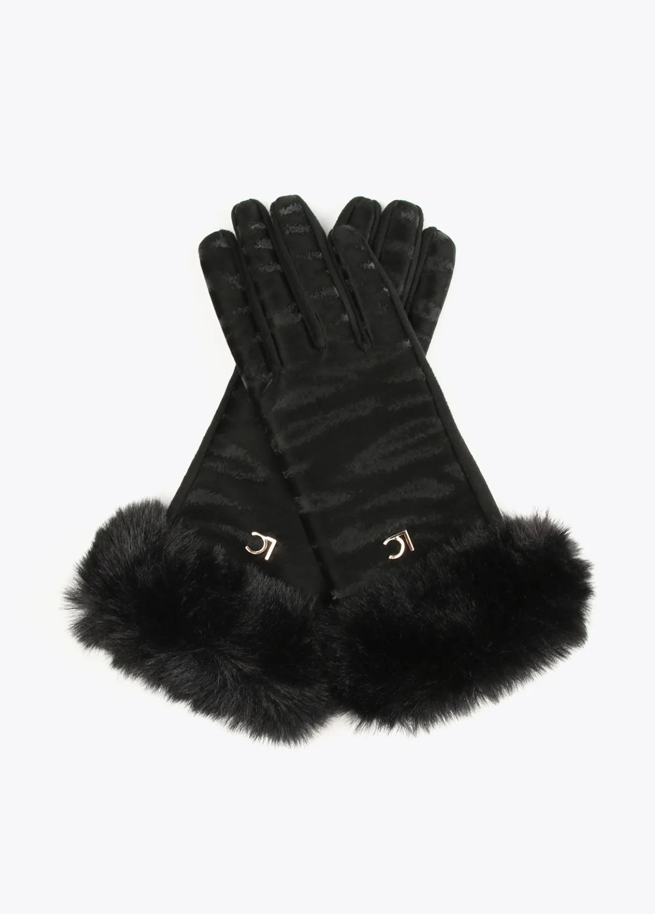 guantes_animal_print_negro_0.webp Lola Casademunt Gorros Sombreros Y Guantes<Guantes animal print NEGRO
