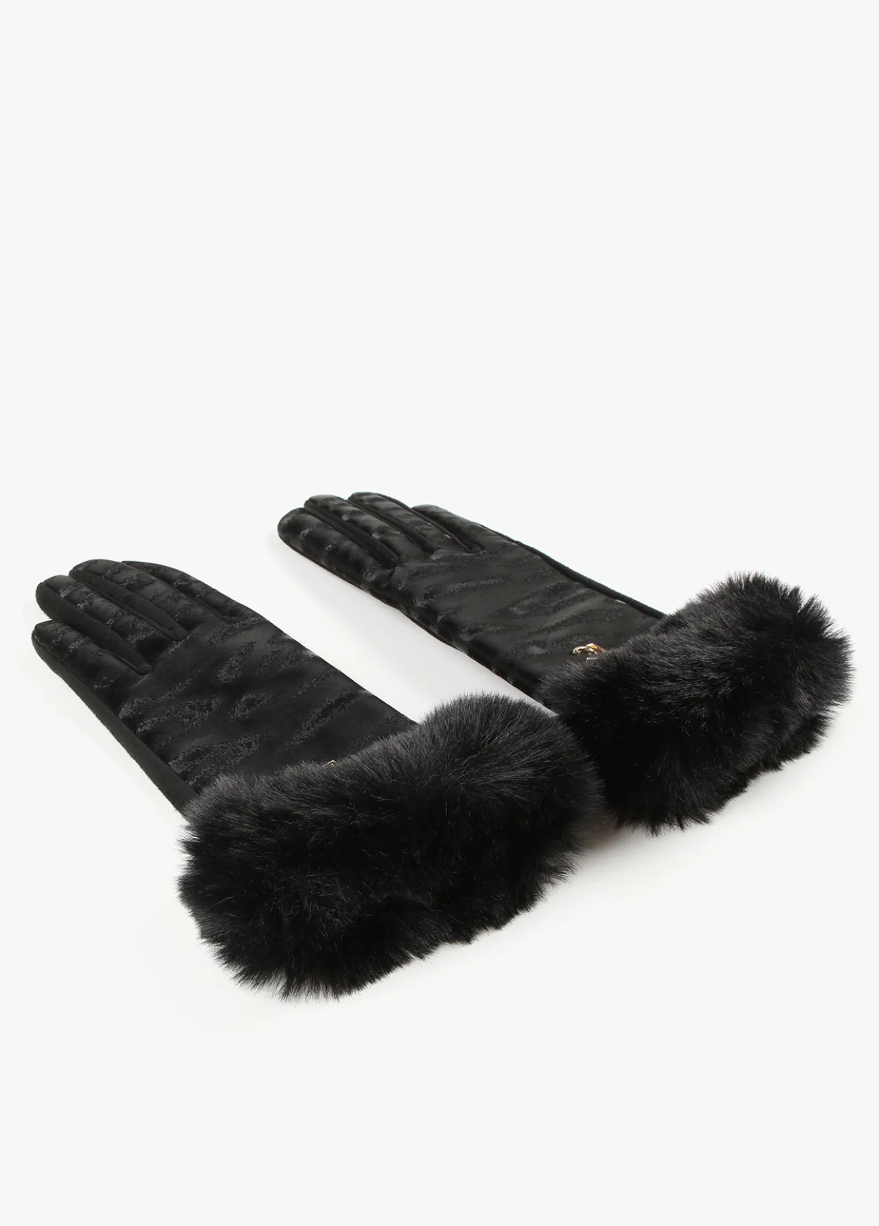 guantes_animal_print_negro_1.webp Lola Casademunt Gorros Sombreros Y Guantes<Guantes animal print NEGRO