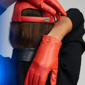 Lola Casademunt Gorros Sombreros Y Guantes<Guantes efecto piel NARANJA