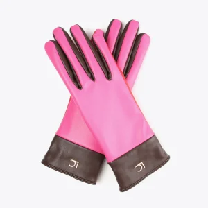 Lola Casademunt Gorros Sombreros Y Guantes<Guantes efecto piel tricolor ROSA-ROJO
