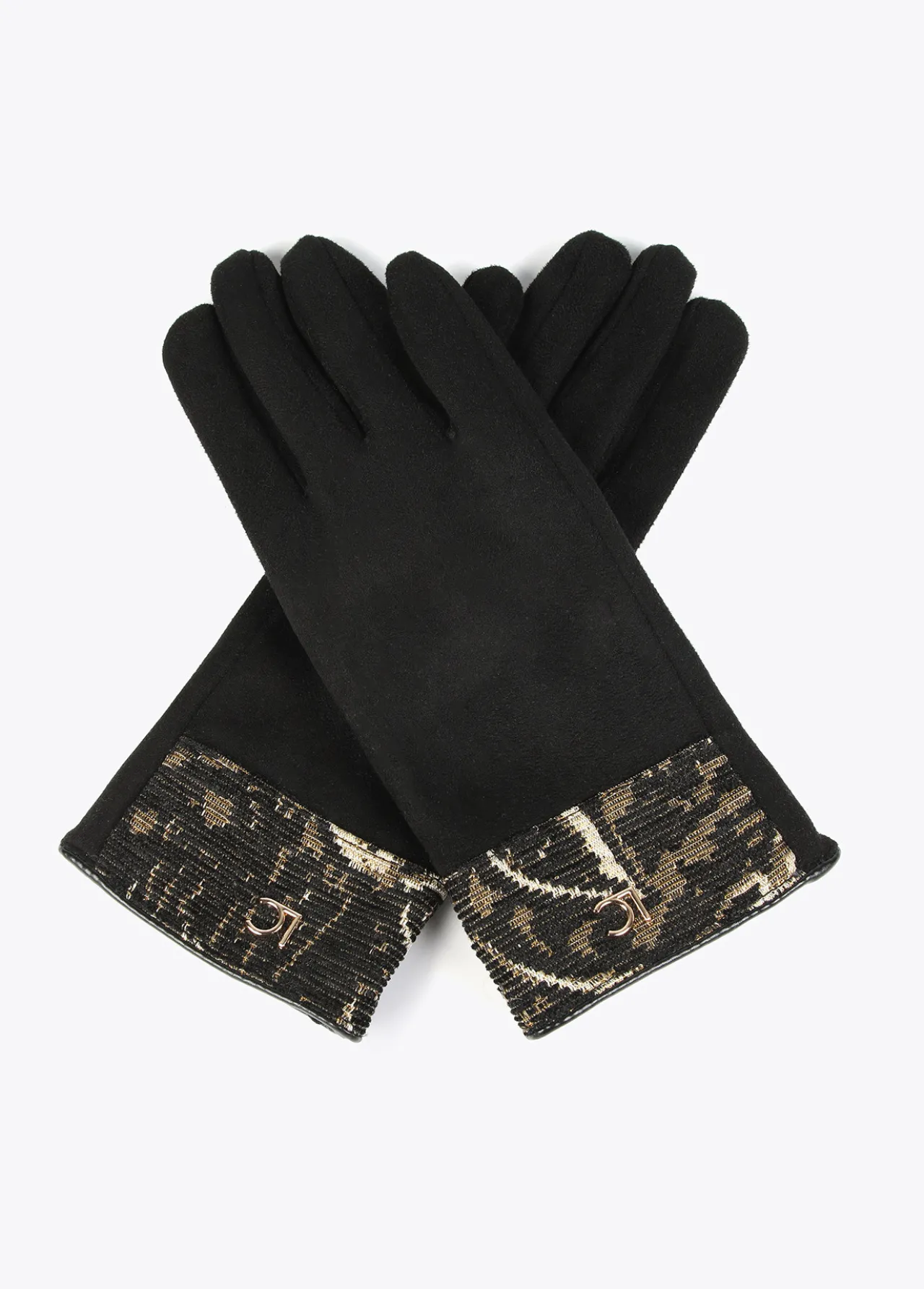 guantes_tejido_jacquard_0.webp Lola Casademunt Animal Print | Gorros Sombreros Y Guantes<Guantes tejido jacquard NEGRO-METAL