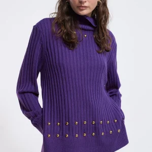 Lola Casademunt Punto<Jersey cuello alto con tachas NEGRO